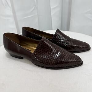 Maripe Women's Brown Leather Upper Woven Loafers Size 8.5 M